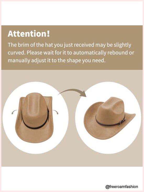 Wide Brim Felt Suede Cowboy Hat with Adjustable Sizing